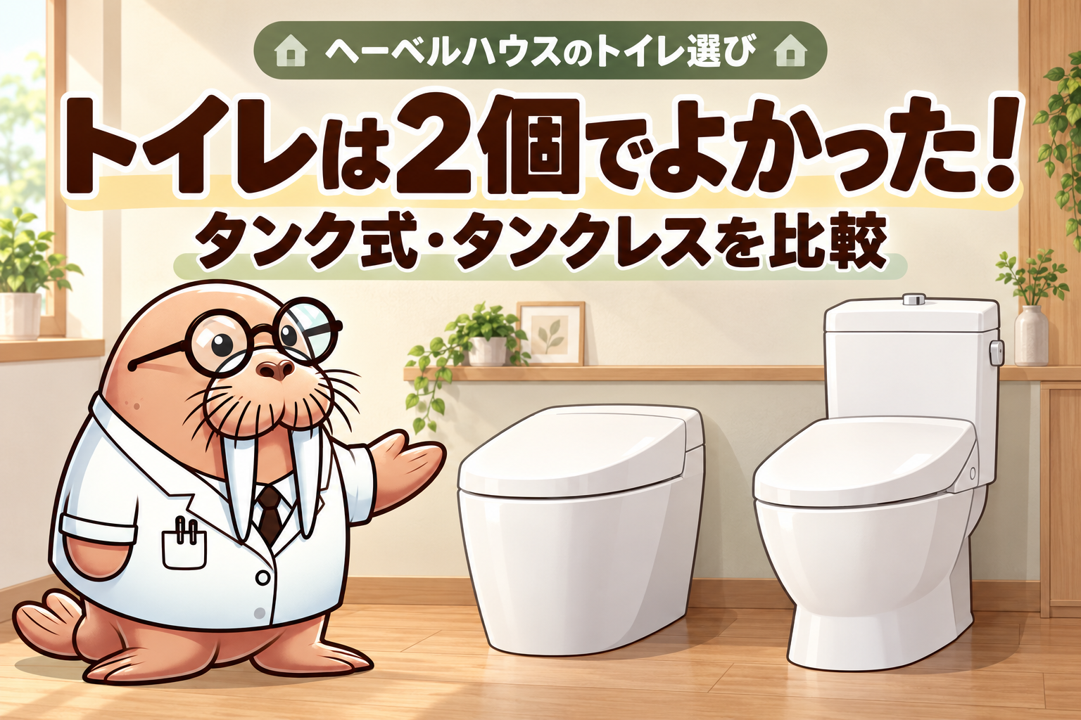 ヘーベルハウスのトイレ選び｜タンク式・タンクレスの比較と2個にした理由【34室】